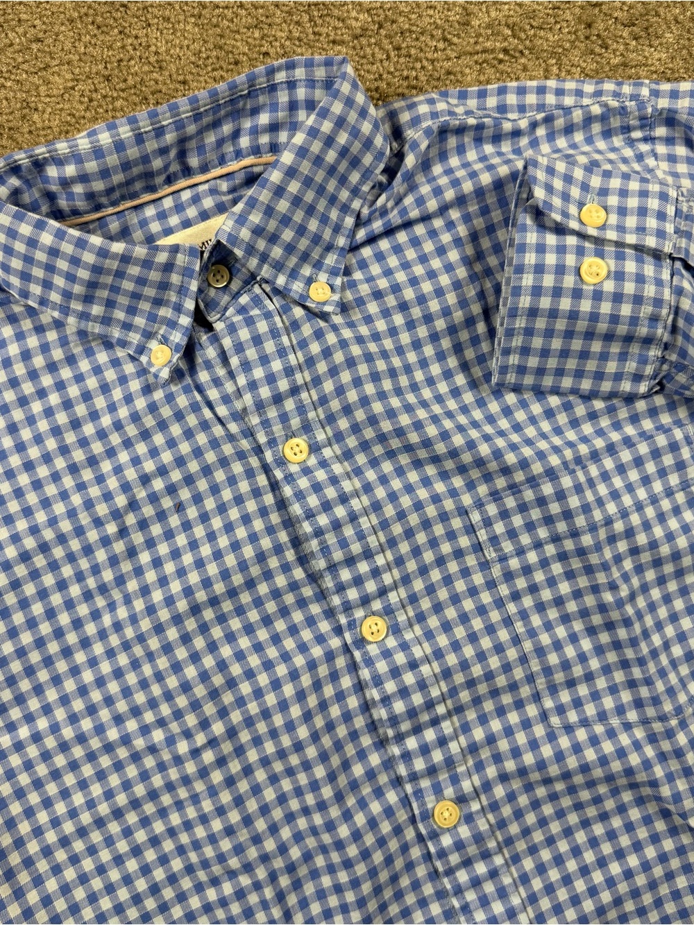 Peter Millar Sport Gingham Check Plaid Shirt Mens S Blue White Preppy Soft - Picture 2 of 10
